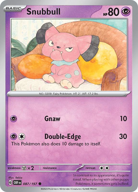 Snubbull - Reverse Holofoil 087/197 Obsidian Flames | Common Pokemon Card