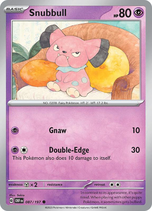 Snubbull - Reverse Holofoil 087/197 Obsidian Flames | Common Pokemon Card