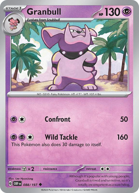 Granbull - Reverse Holofoil 088/197 Obsidian Flames | Uncommon Pokemon Card