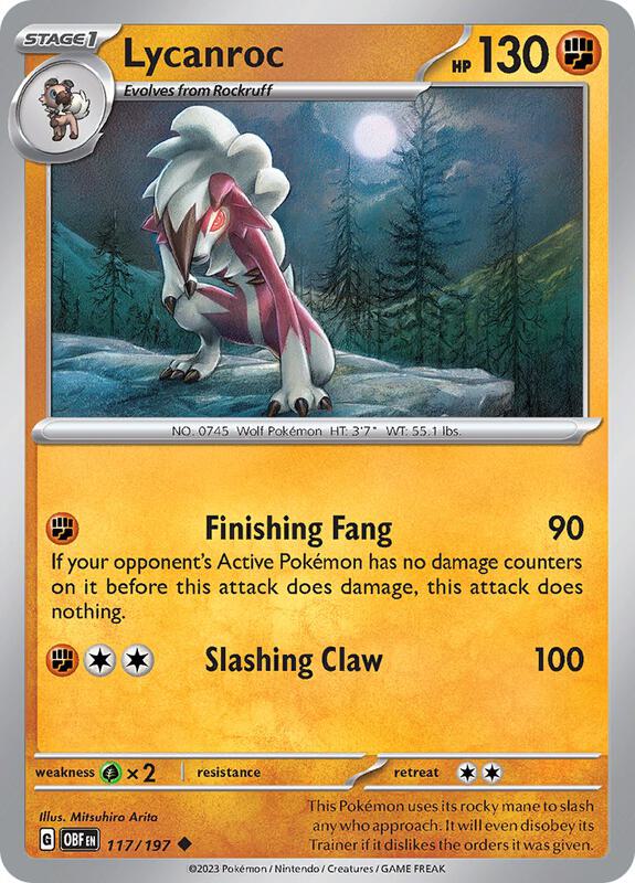 Lycanroc - Reverse Holofoil 117/197 Obsidian Flames | Uncommon Pokemon Card