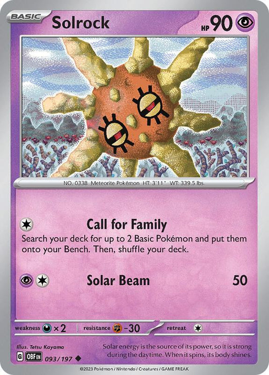 Solrock - Reverse Holofoil 093/197 Obsidian Flames | Uncommon Pokemon Card