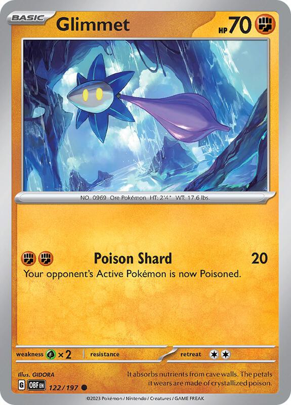 Glimmet - 122/197 - Reverse Holofoil 122/197 Obsidian Flames | Common Pokemon Card