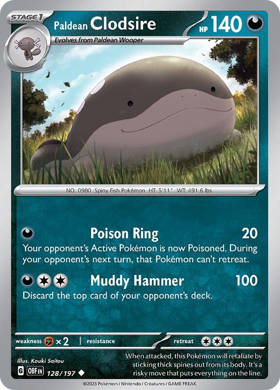 Paldean Clodsire - 128/197 - Reverse Holofoil 128/197 Obsidian Flames | Uncommon Pokemon Card