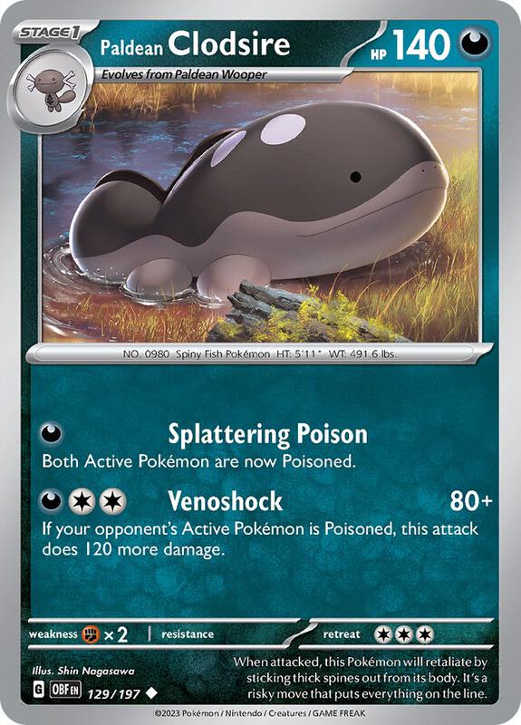 Paldean Clodsire - 129/197 - Normal 129/197 Obsidian Flames | Uncommon Pokemon Card