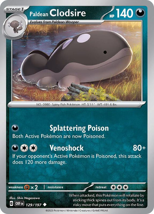 Paldean Clodsire - 129/197 - Normal 129/197 Obsidian Flames | Uncommon Pokemon Card