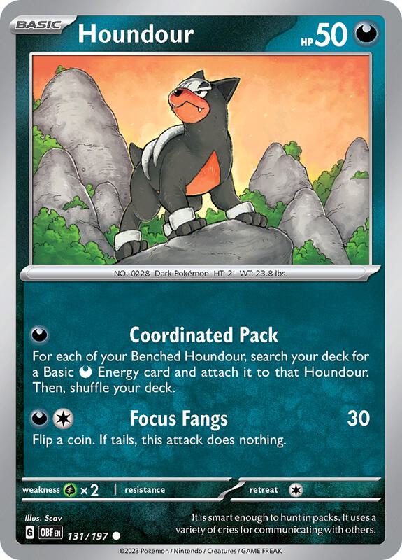 Houndour - 131/197 - Reverse Holofoil 131/197 Obsidian Flames | Common Pokemon Card
