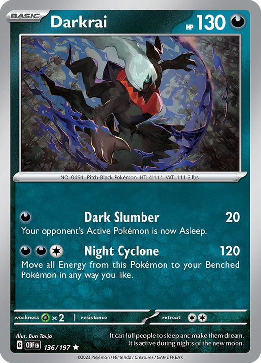 Darkrai - Reverse Holofoil 136/197 Obsidian Flames | Rare Pokemon Card