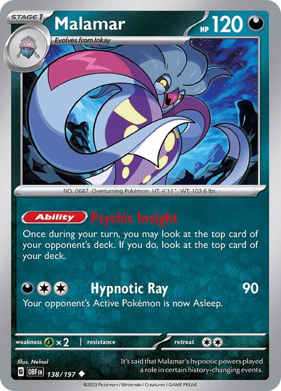 Malamar - Normal 138/197 Obsidian Flames | Uncommon Pokemon Card