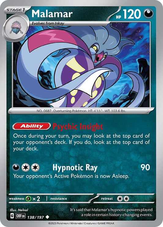 Malamar - Normal 138/197 Obsidian Flames | Uncommon Pokemon Card
