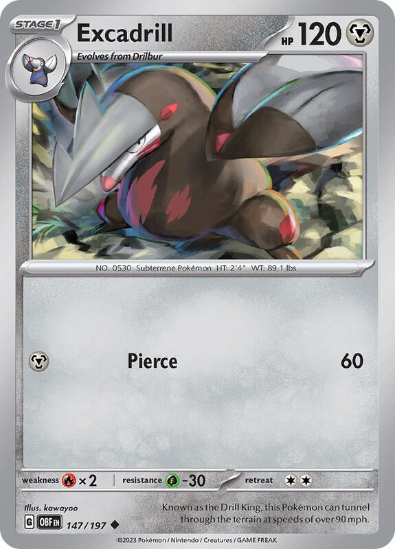 Excadrill - Reverse Holofoil 147/197 Obsidian Flames | Uncommon Pokemon Card