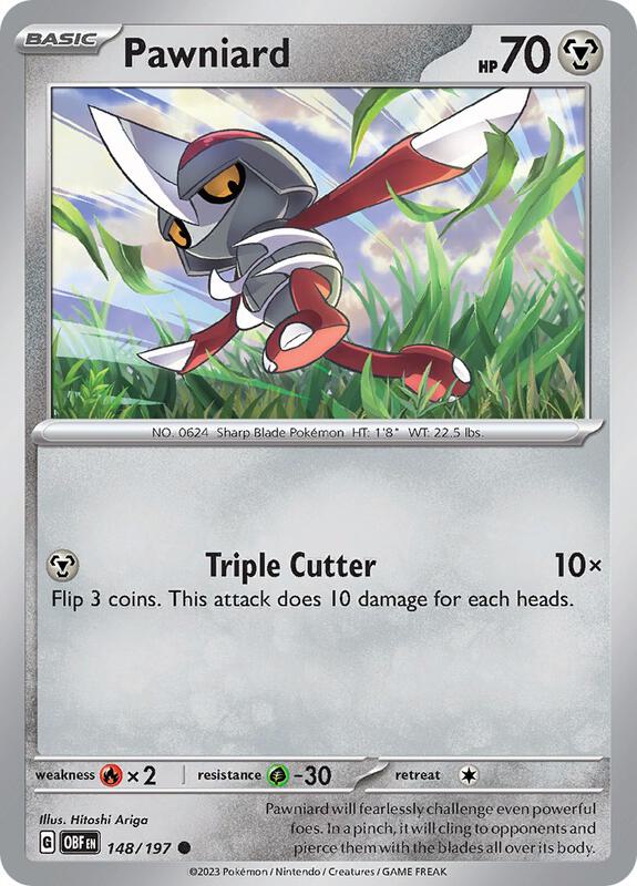 Pawniard - Reverse Holofoil 148/197 Obsidian Flames | Common Pokemon Card