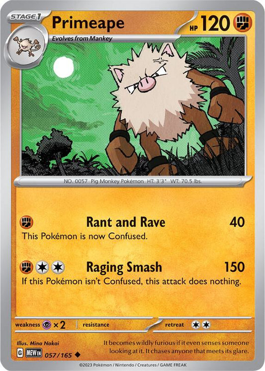 Primeape - Reverse Holofoil 057/165 Scarlet & Violet: 151 | Uncommon Pokemon Card