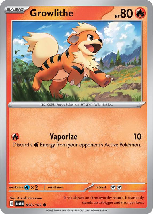 Growlithe - Reverse Holofoil 058/165 Scarlet & Violet: 151 | Common Pokemon Card