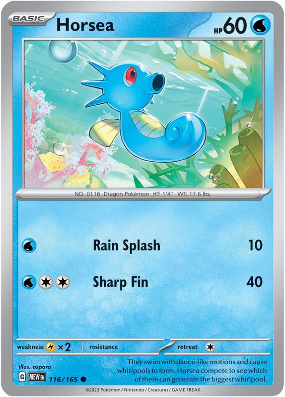 Horsea - Reverse Holofoil 116/165 Scarlet & Violet: 151 | Common Pokemon Card