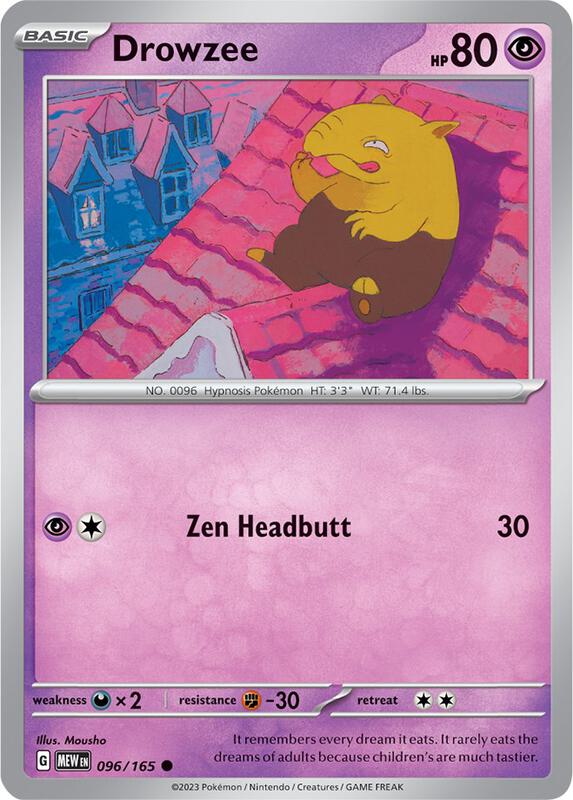 Drowzee - Reverse Holofoil 096/165 Scarlet & Violet: 151 | Common Pokemon Card
