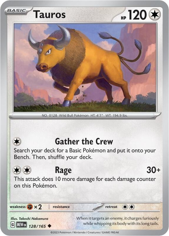 Tauros - Normal 128/165 Scarlet & Violet: 151 | Uncommon Pokemon Card
