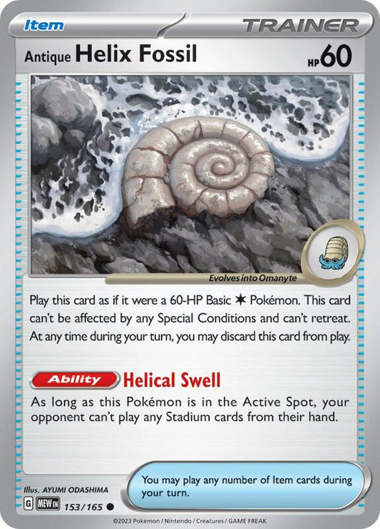 Antique Helix Fossil - Reverse Holofoil 153/165 Scarlet & Violet: 151 | Common Trainer Card