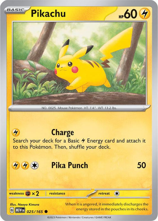 Pikachu - 025/165 - Reverse Holofoil 025/165 Scarlet & Violet: 151 | Common Pokemon Card