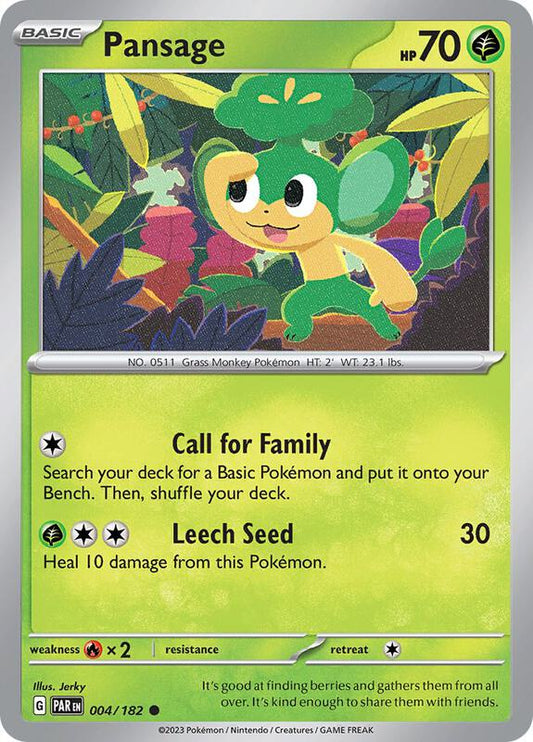 Pansage - Normal 004/182 Paradox Rift | Common Pokemon Card