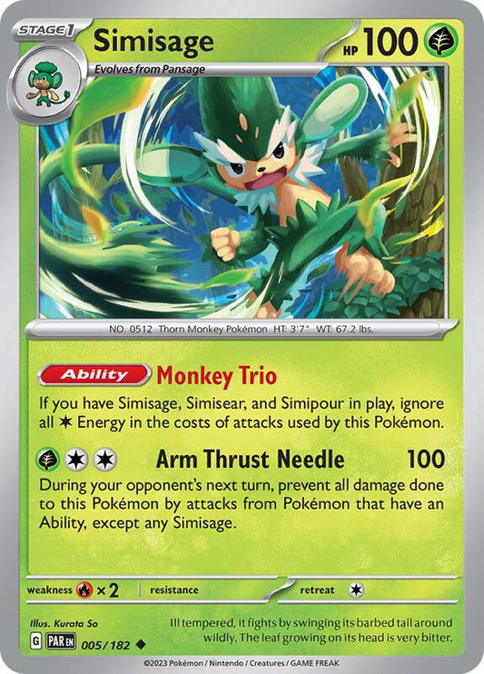 Simisage - Reverse Holofoil 005/182 Paradox Rift | Uncommon Pokemon Card