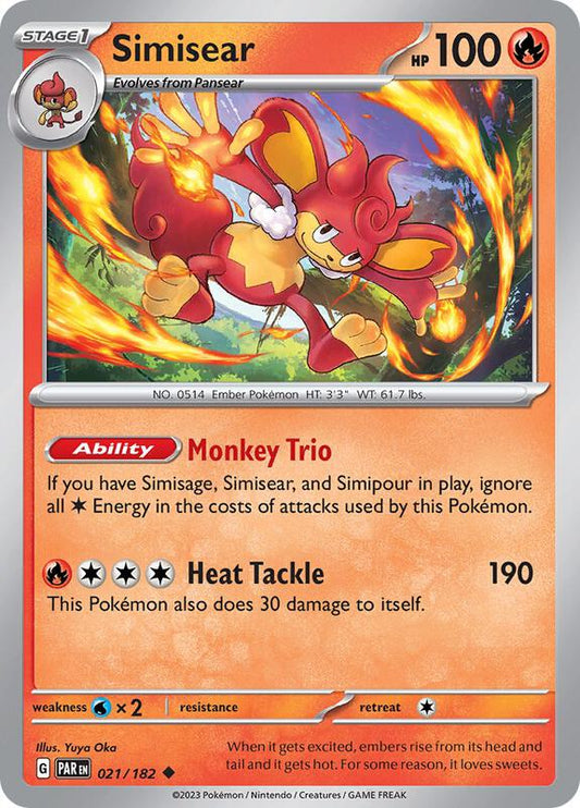 Simisear - Normal 021/182 Paradox Rift | Uncommon Pokemon Card