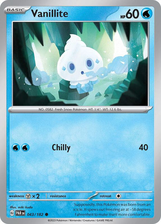 Vanillite - Reverse Holofoil 043/182 Paradox Rift | Common Pokemon Card