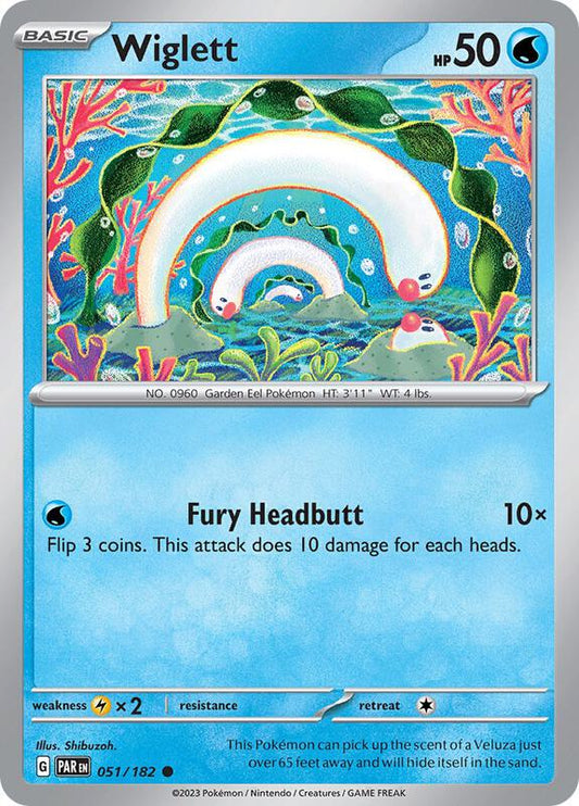 Wiglett - 051/182 - Reverse Holofoil 051/182 Paradox Rift | Common Pokemon Card