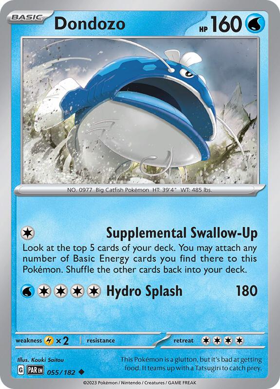 Dondozo - Reverse Holofoil 055/182 Paradox Rift | Uncommon Pokemon Card