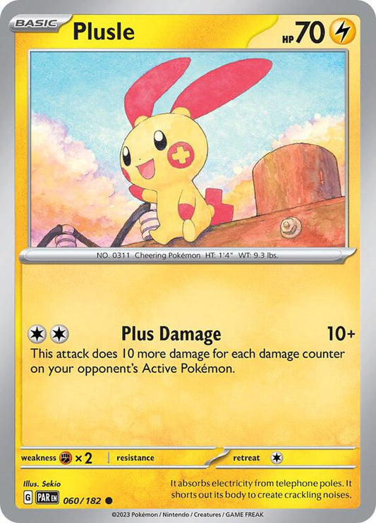 Plusle - 060/182 - Reverse Holofoil 060/182 Paradox Rift | Common Pokemon Card