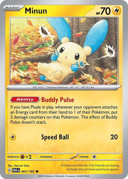 Minun - 061/182 - Reverse Holofoil 061/182 Paradox Rift | Common Pokemon Card