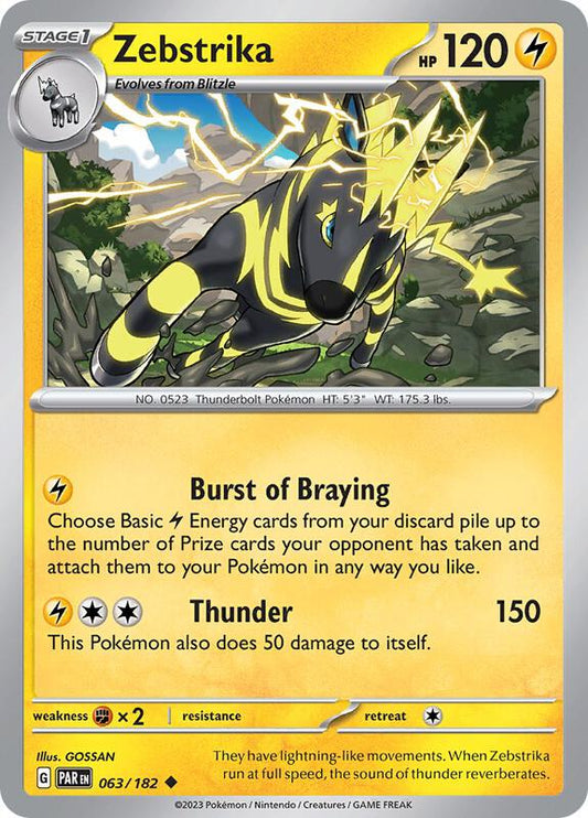 Zebstrika - Reverse Holofoil 063/182 Paradox Rift | Uncommon Pokemon Card