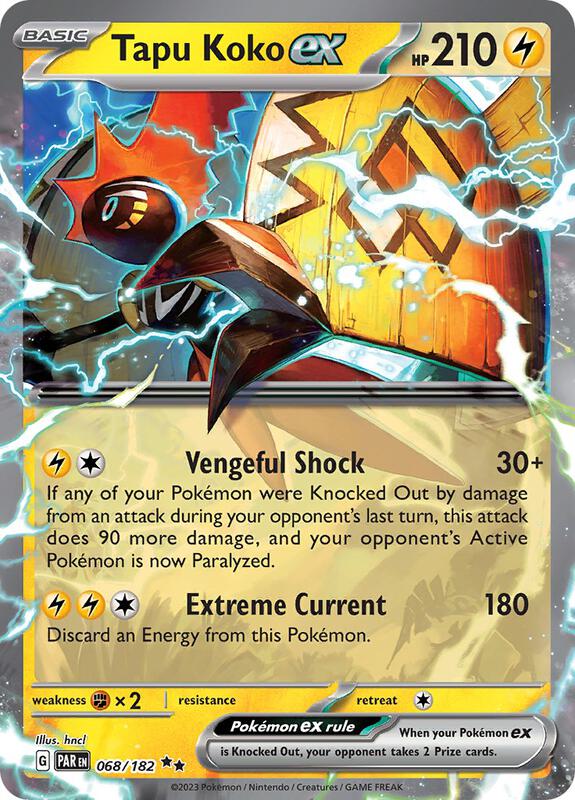 Tapu Koko ex - 068/182 - Holofoil 068/182 Paradox Rift | Double Rare Pokemon Card