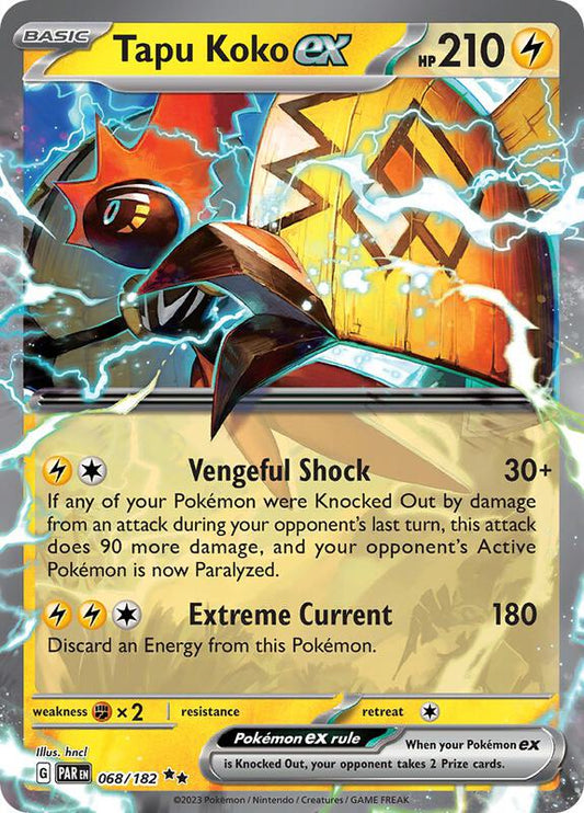 Tapu Koko ex - 068/182 - Holofoil 068/182 Paradox Rift | Double Rare Pokemon Card