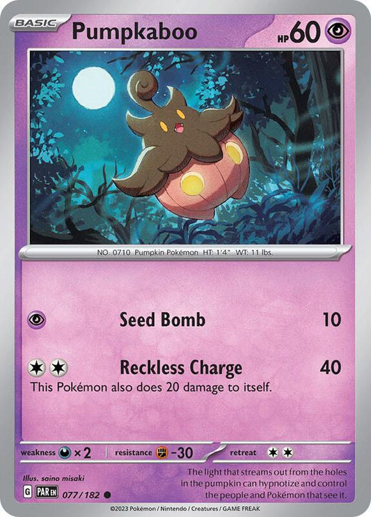 Pumpkaboo - Normal 077/182 Paradox Rift | Common Pokemon Card
