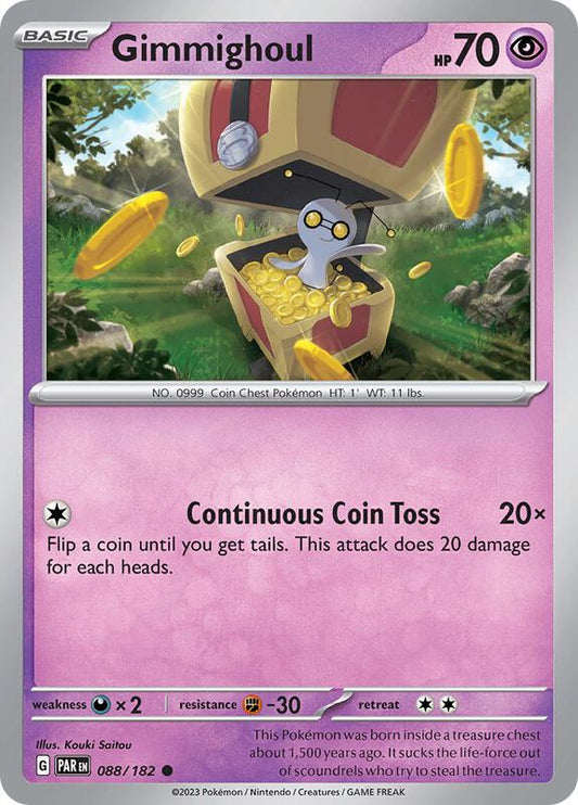 Gimmighoul - 088/182 - Reverse Holofoil 088/182 Paradox Rift | Common Pokemon Card