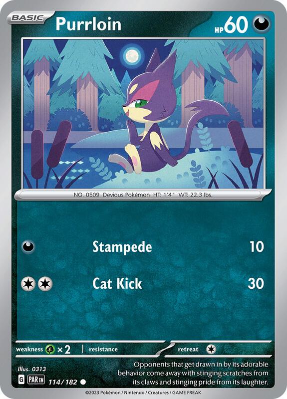 Purrloin - Reverse Holofoil 114/182 Paradox Rift | Common Pokemon Card