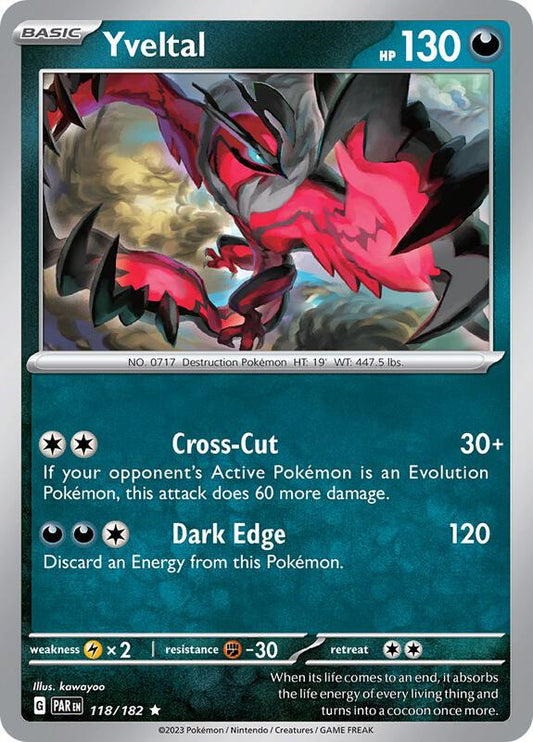 Yveltal - 118/182 - Holofoil 118/182 Paradox Rift | Rare Pokemon Card