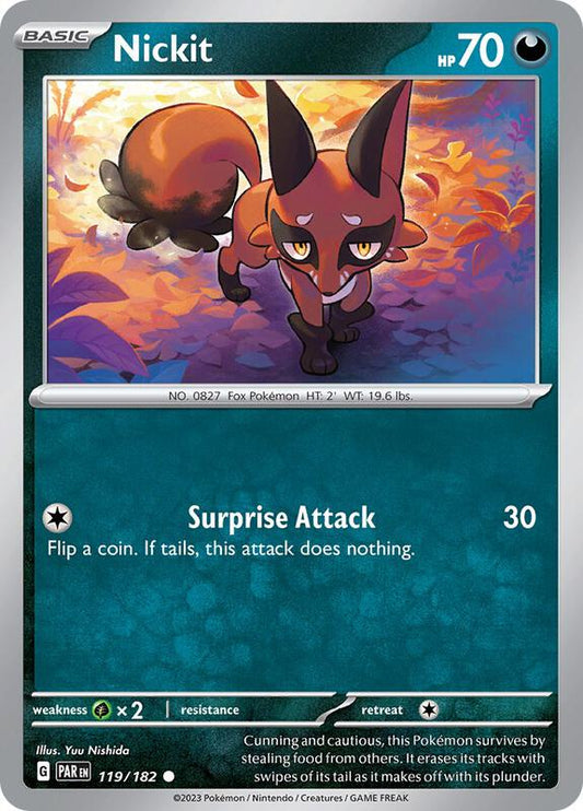 Nickit - Reverse Holofoil 119/182 Paradox Rift | Common Pokemon Card