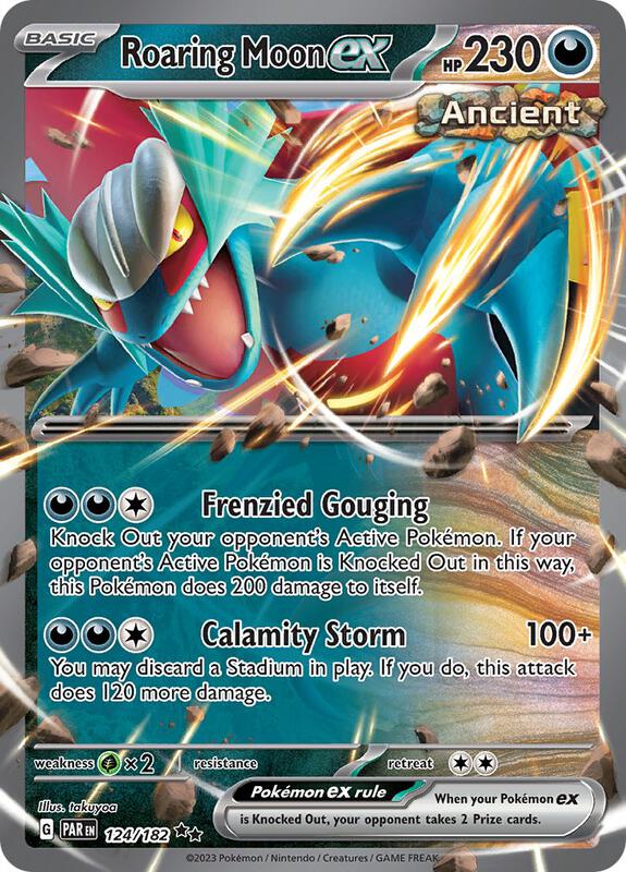 roaring moon holographic card ex - Holofoil 124/182 Paradox Rift EB04-Booster-Box Pack Options:Salamance [D][C][C][C] Speed Wing (120) Spanish Pokemon