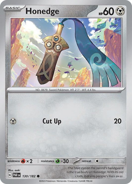 Honedge - 130/182 - Reverse Holofoil 130/182 Paradox Rift | Common Pokemon Card