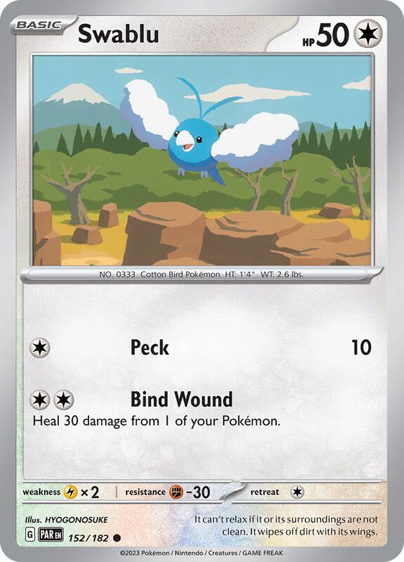 Swablu - 152/182 - Normal 152/182 Paradox Rift | Common Pokemon Card