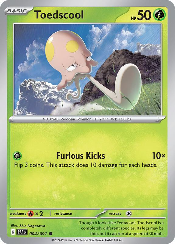 Toedscool - 004/091 - Reverse Holofoil 004/091 Paldean Fates | Common Pokemon Card