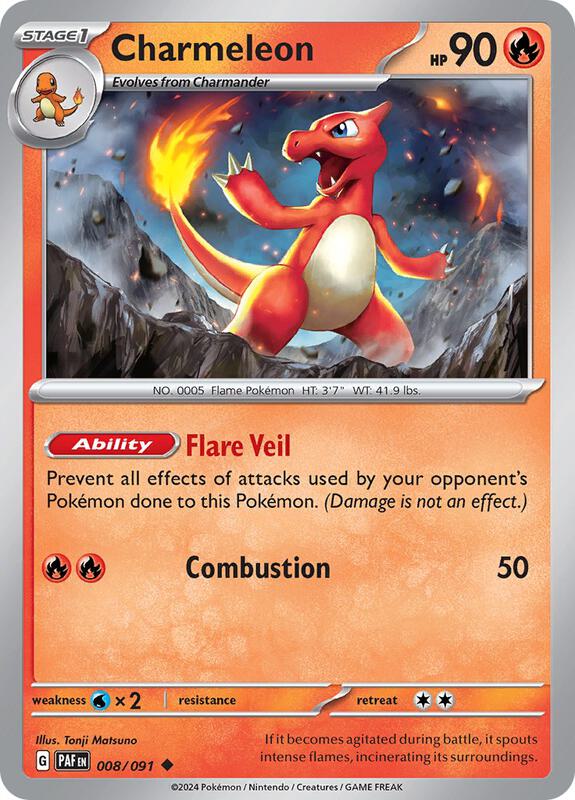 Charmeleon - 008/091 - Normal 008/091 Paldean Fates | Uncommon Pokemon Card
