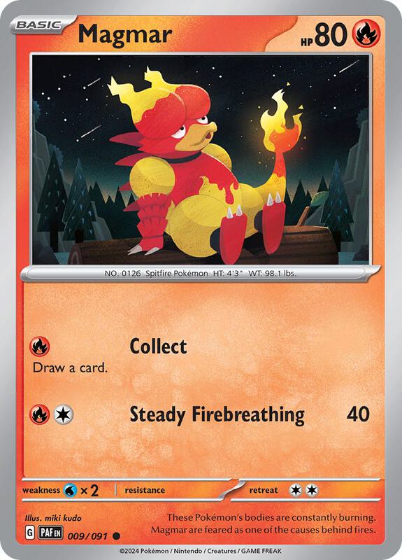 Magmar - Reverse Holofoil 009/091 Paldean Fates | Common Pokemon Card
