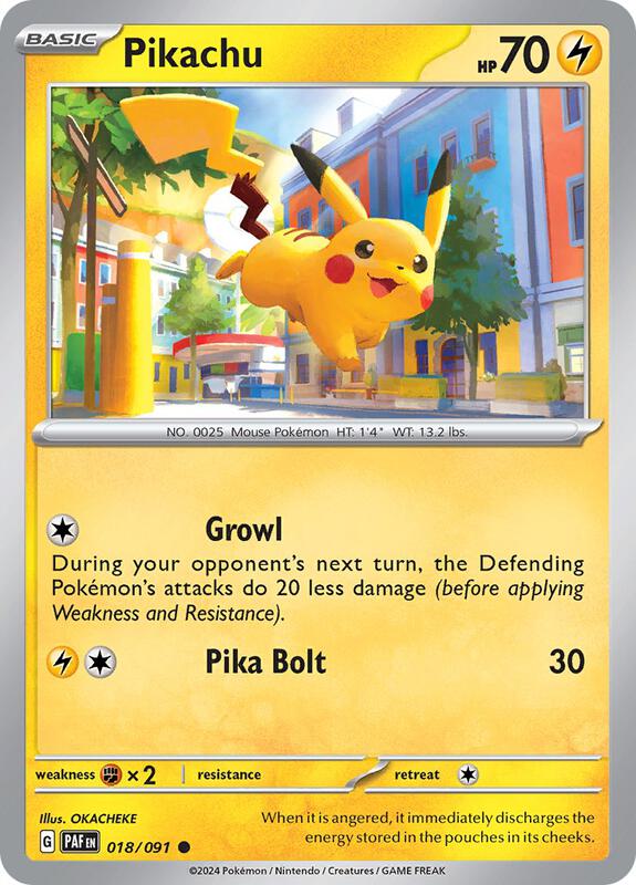 Pikachu - 018/091 - Reverse Holofoil 018/091 Paldean Fates | Common Pokemon Card