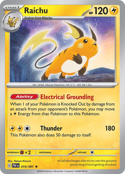 Raichu - 019/091 - Holofoil 019/091 Paldean Fates | Rare Pokemon Card