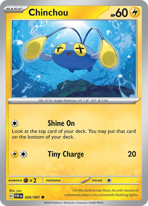 Chinchou - Reverse Holofoil 020/091 Paldean Fates | Common Pokemon Card