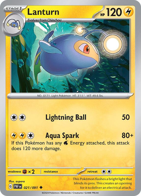 Lanturn - Reverse Holofoil 021/091 Paldean Fates | Uncommon Pokemon Card