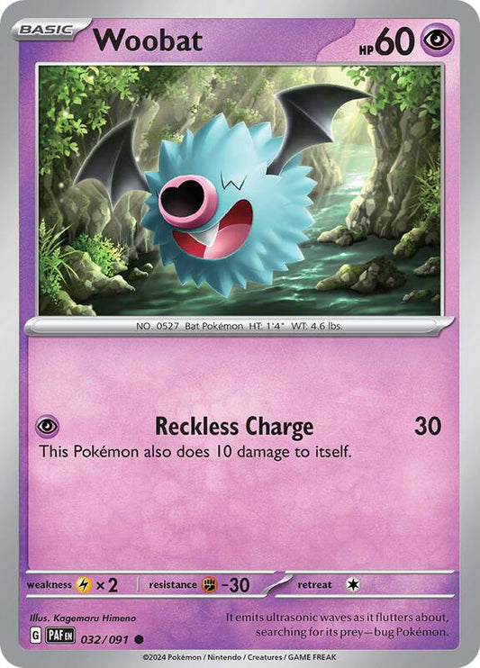 Woobat - Reverse Holofoil 032/091 Paldean Fates | Common Pokemon Card