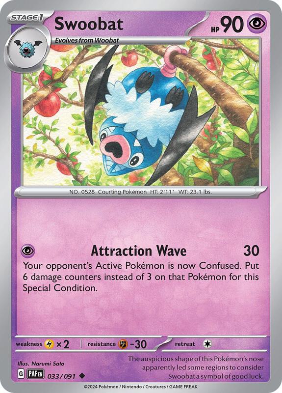 Swoobat - Reverse Holofoil 033/091 Paldean Fates | Uncommon Pokemon Card